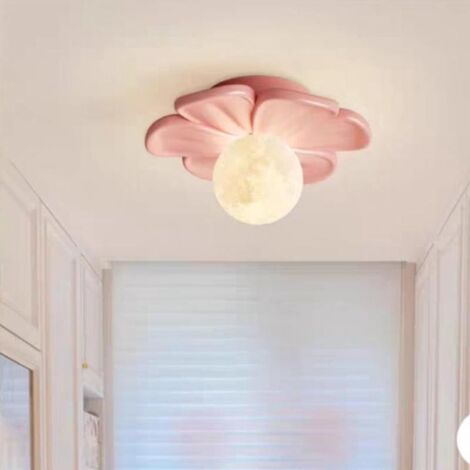 Modern simple cream resin ceiling light for children's room, hallway, entrance, balcony, restaurant, pink