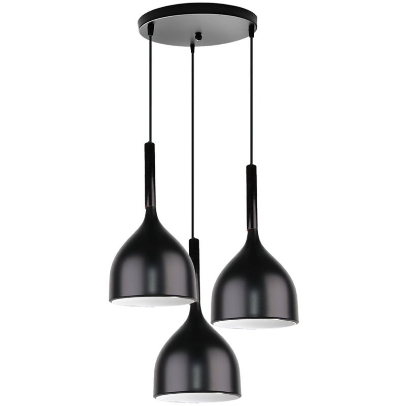 Wottes - Modern Simple Creative Iron Art Pendant Light Fixture E27 Decorative Chandelier 3 Lights (Black) - Nero