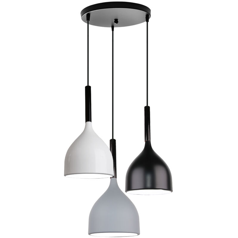 Wottes - Modern Simple Creative Iron Art Pendant Light Fixture E27 Decorative Chandelier 3 Lights (black / white / gray) - (nero / bianco / grigio)