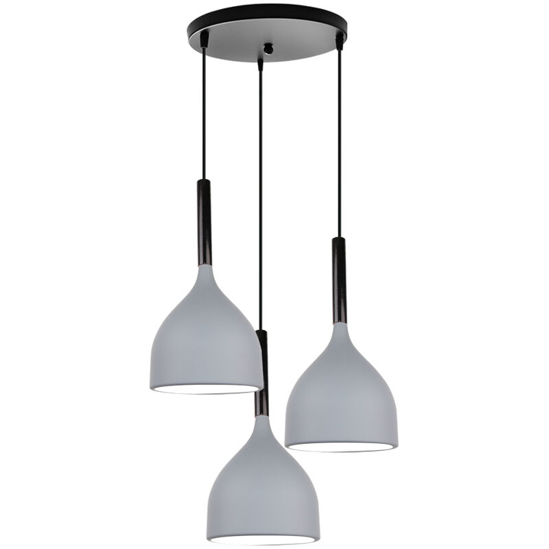 Wottes - Modern Simple Creative Iron Art Pendant Light Fixture E27 Decorative Chandelier 3 Lights (Gray) - Grigio