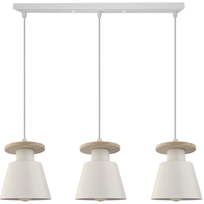 Wottes - Modern Simple Retro Metal Pendant Lamp Bedroom Dining Room Industrial Chandelier 3 Lights - bianco