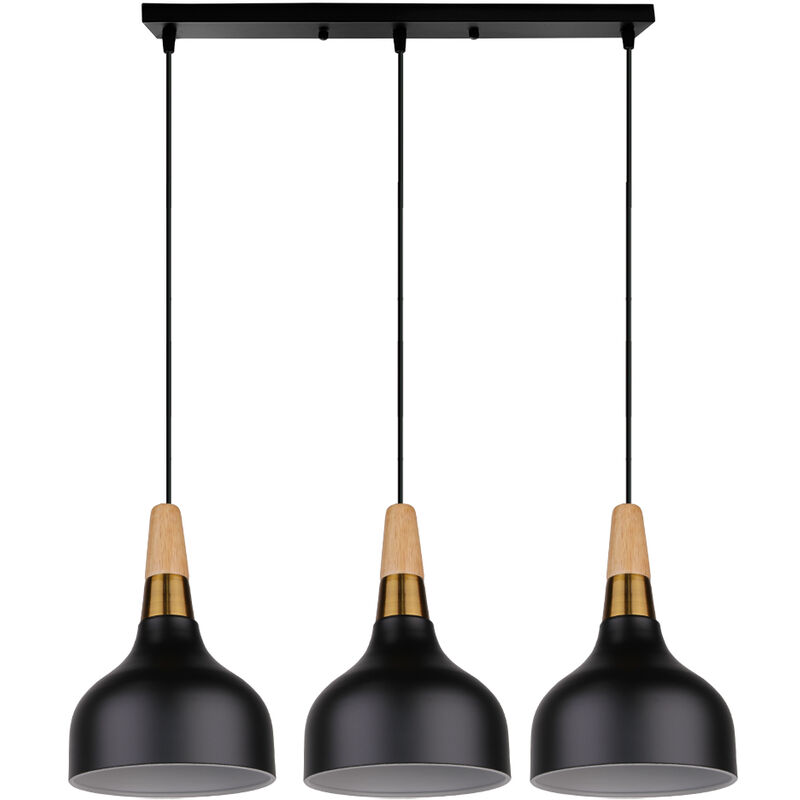 Wottes - Modern Simple Wrought Iron Pendant Light Fixture Creative Restaurant Bar E27 Chandelier 3 Lights (black) - Nero