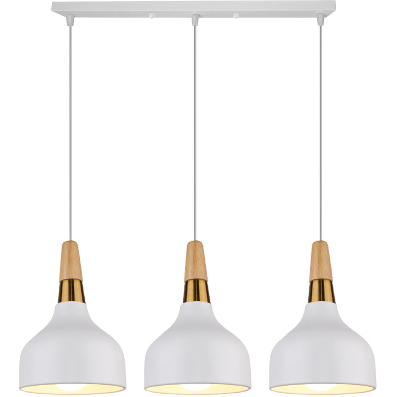 Wottes - Modern Simple Wrought Iron Pendant Light Fixture Creative Restaurant Bar E27 Chandelier 3 Lights (white) - bianco