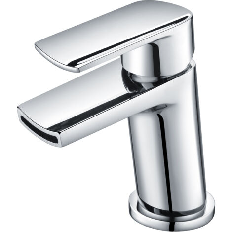 Modern Single Lever Mono Basin Mixer Bathroom Sink Tap with Push Button Waste - Chrome