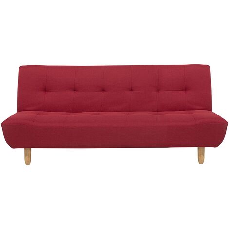 main image of "Modern Sofa Bed 3 Seater Reclining Backrest Red Fabric Living Room Alsten"