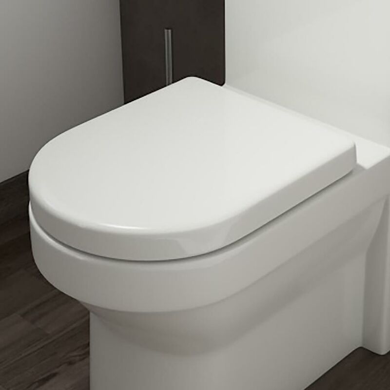 Modern Soft Close Toilet wc Seat Wrap Around Design White Gloss Top Fix - White