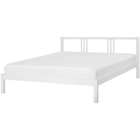 Modern Solid Wood EU King Size Bed Frame 5ft3 Pine Slatted White Vannes - White