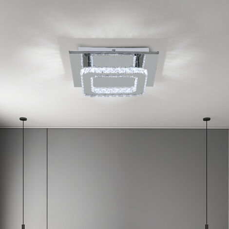 Modern Square Crystal Ceiling Light with Chrome Finish