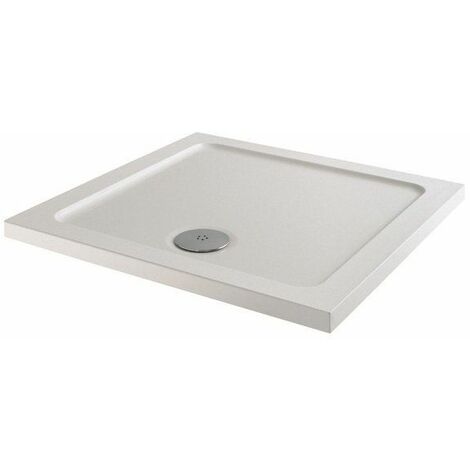 Modern Square Shower Tray 800 x 800mm Low Profile Slimline Lightweight White - White