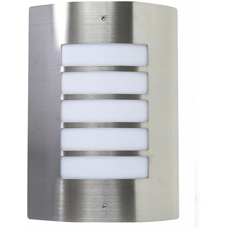 Stainless Steel & Frosted Lens IP44 Outdoor Wall Security Light + 4W LED Candle Bulb - Cool White