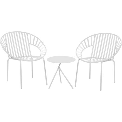 main image of "Modern Steel Balcony Bistro Set 2 Chairs Coffee Table White Licata"