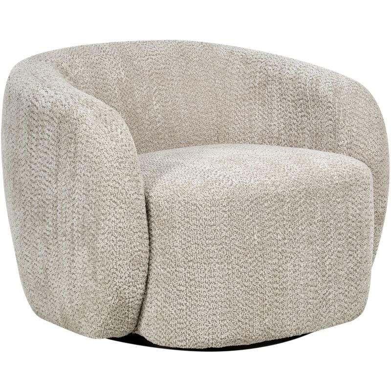 Beliani - Modern Swivel Armchair Polyester Upholstery with Armrests Wide Seat Living Room Beige Tore