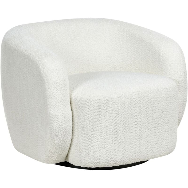 Beliani - Modern Swivel Armchair Polyester Upholstery with Armrests Wide Seat Living Room Light Beige Tore