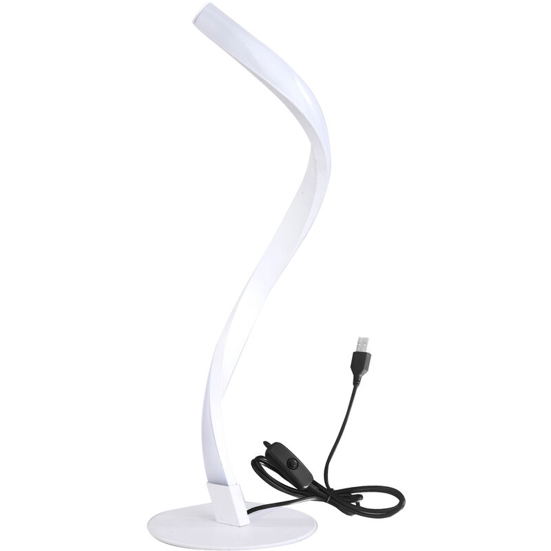 Modern Table Lamp Spiral Design LED Nightstand Lamps Decorative Night Lights Metal Bedside Lamp Desk Light for Bedroom Living Room Office,model:White