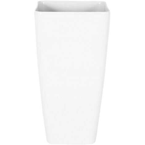 Modern Tall Flower Pot Outdoor Indoor Planter Stone 30x30x57 cm White Modi