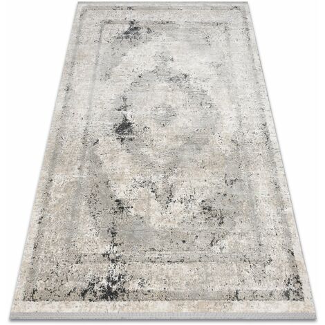 Modern Teppich TULS strukturell, Franse 51321 Vintage, Rahmen Rosette beige / grau beige 120x170 cm