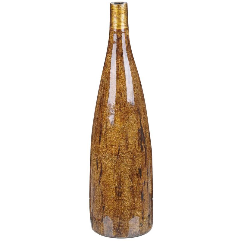 Modern Terracotta Vase Decorative Gold Brown Wood Effect Bottle Shape Burgos