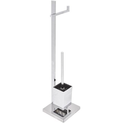 Modern Toilet Paper and Brush Stand Freestanding Holder Steel Silver Ulapes - Silver