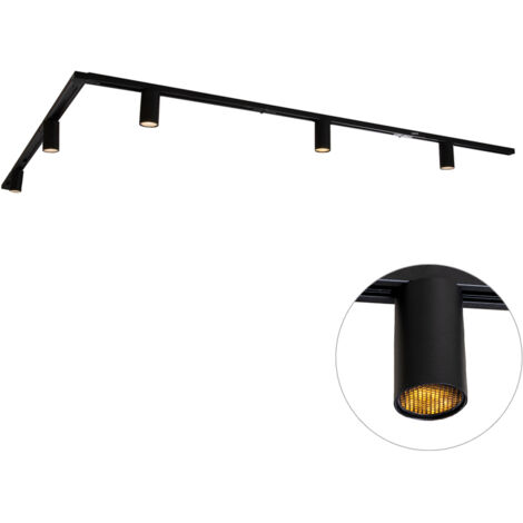 Modern Track Lighting System with 5 Black Spotlights 1-Phase GU10 35mm - Iconic Ruby