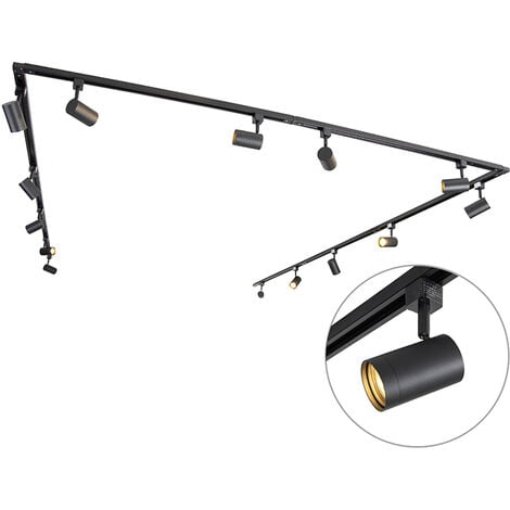 QAZQA Modern Track Lighting with 14 Spotlights Black 1-Phase - Iconic Jeana