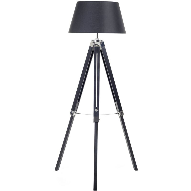 Image of Floor Lamp MADEIRA Pine Wood Black