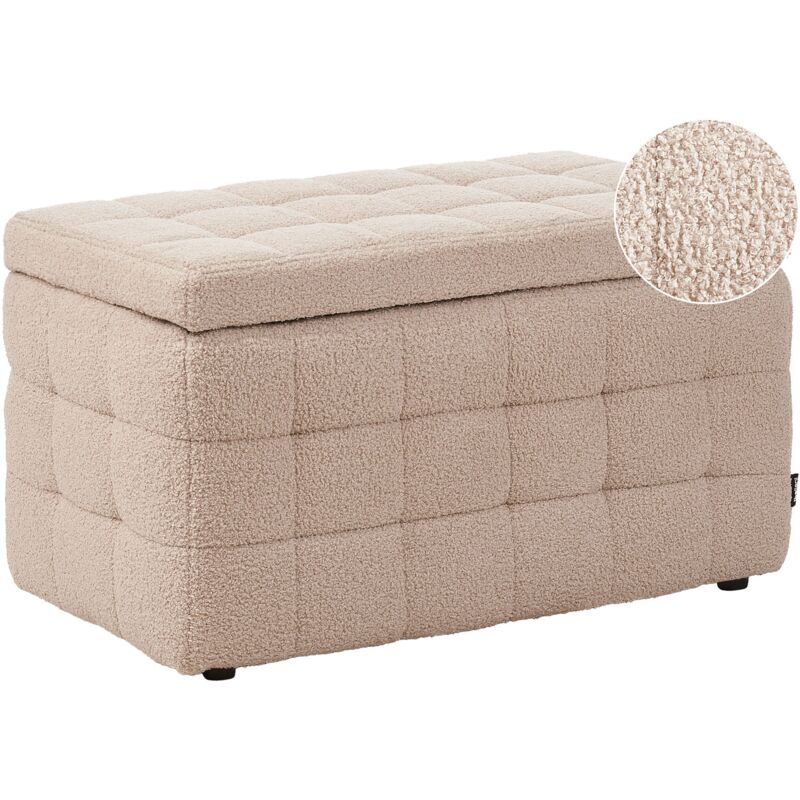 Beliani Storage Ottoman Michigan Boucle Beige