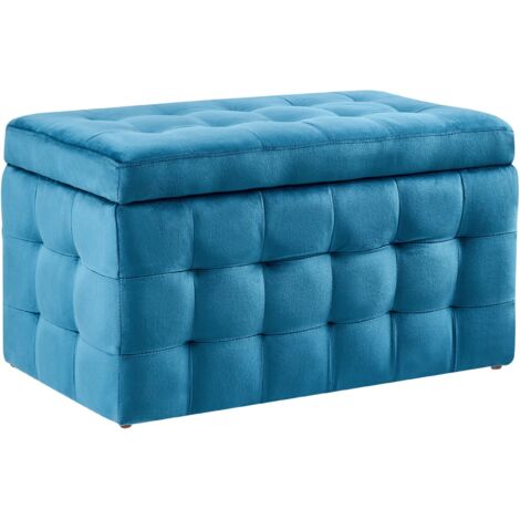 main image of "Modern Tufted Ottoman Bedroom Bench Storage Chest Dark Blue Velvet Michigan"