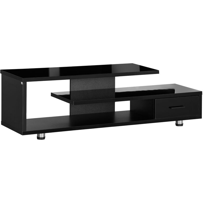 Homcom - Modern tv Stand for TVs up to 45, tv Console with Storage Shelf and Drawer Black - Black
