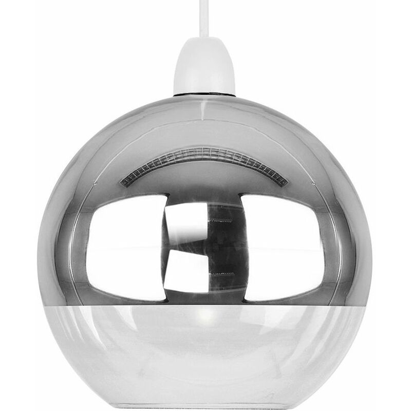 Minisun - Two Tone & Glass Globe Arco Ball Ceiling Pendant Light Shade - Chrome