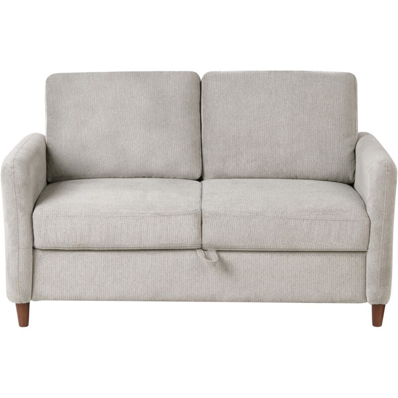 Beliani - Modern Upholstered 2 Seater Sofa Loveseat Fabric with Storage Armrests Grey Mare
