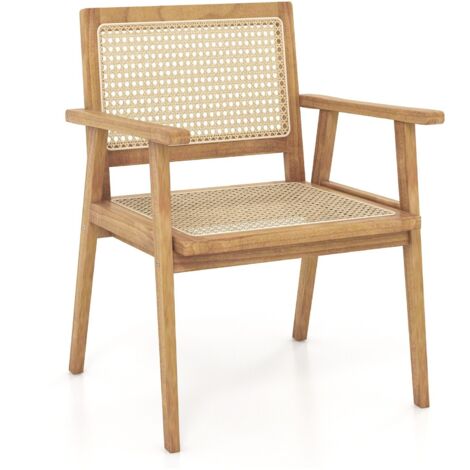 Modern Upholstered Accent Sofa Chair Wooden Armchair w/ Rubber Wood Armrests