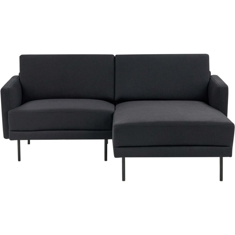 Beliani - Modern Upholstered Left Hand Corner Sofa Couch 2-seater Metal Legs Woven Fabric Black Cushioned Back Breda