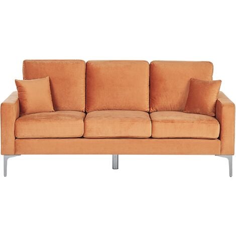 main image of "Modern Velvet 3 Seater Sofa Cushion Seat and Back Orange Gavle"