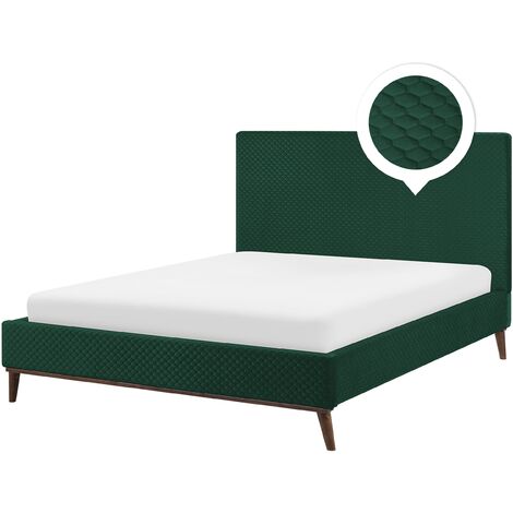Modern Velvet Fabric EU King Size Bed Frame 5ft3 Upholstered Green Bayonne - Green