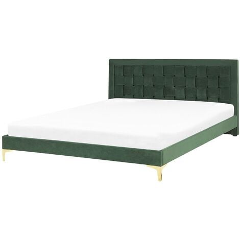 Modern Velvet Fabric EU Super King Size Bed Frame 6ft Upholstered Green Limoux