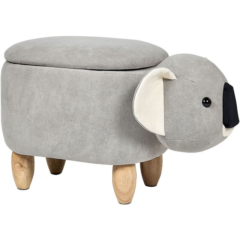 Modern Velvet Stool Grey Upholstery Storage Children Solid Wood Animal Coala - Grey