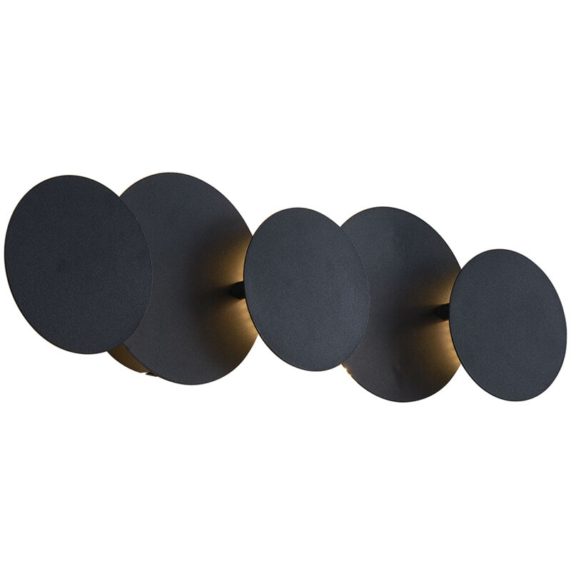 Qazqa Modern Wall Lamp Black Incl. Led 3-step Dimmable 5-lights - Sunrise