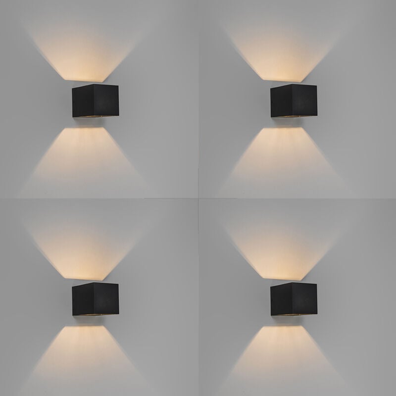 Set of 4 Modern Wall Lights Black - Transfer