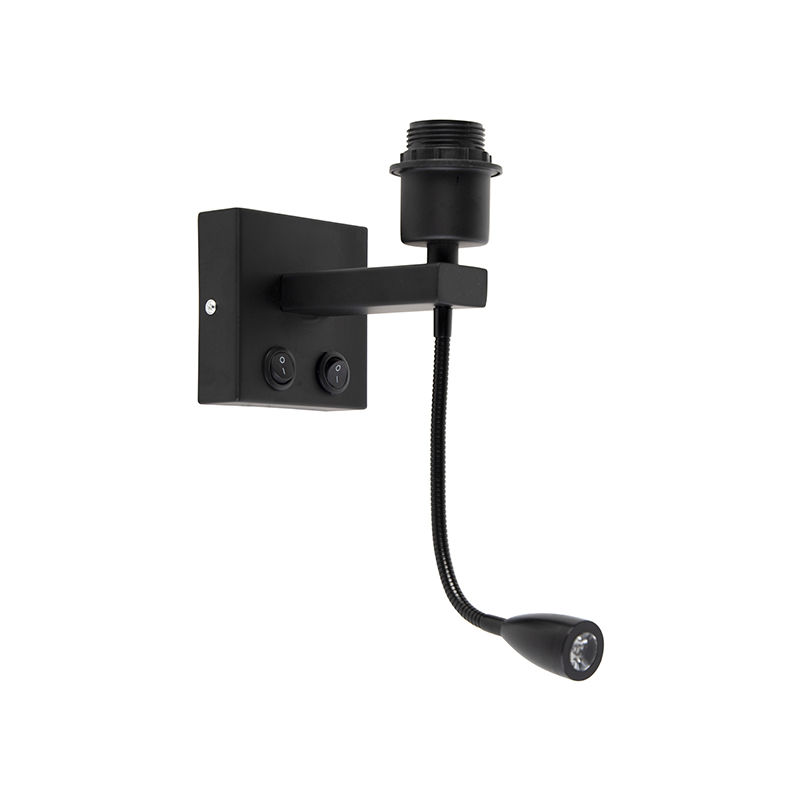 Modern Wall Lamp Black with Reading Arm - Brescia Combi
