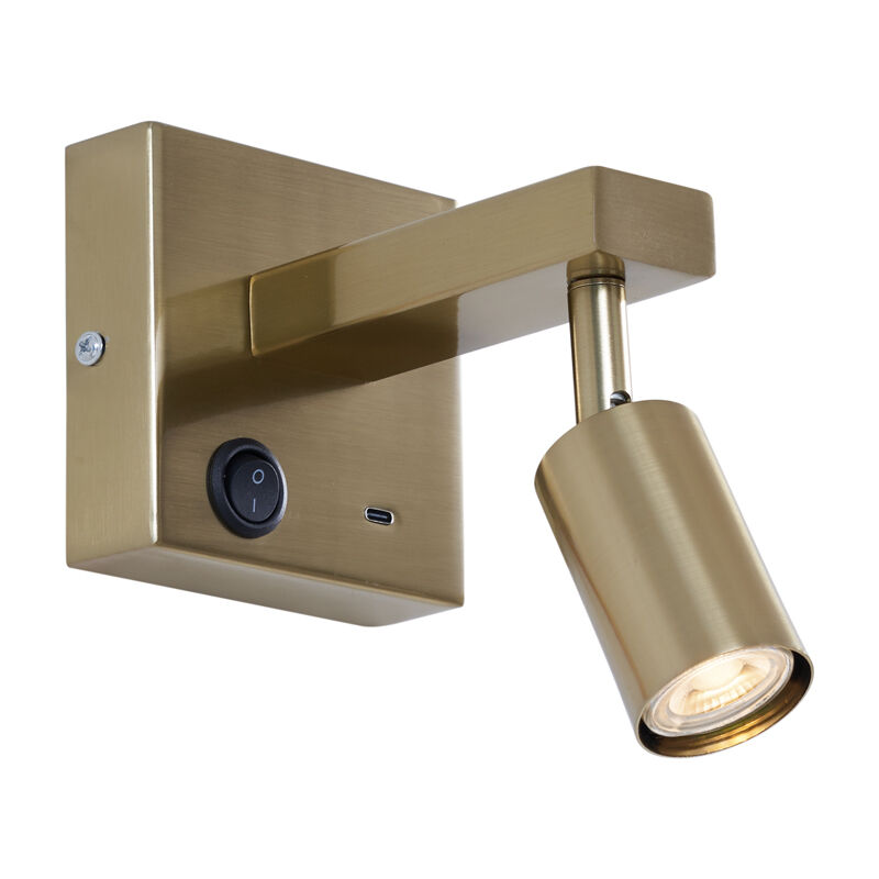 Image of Modern Wall Lamp Gold with usb-c&hellip;