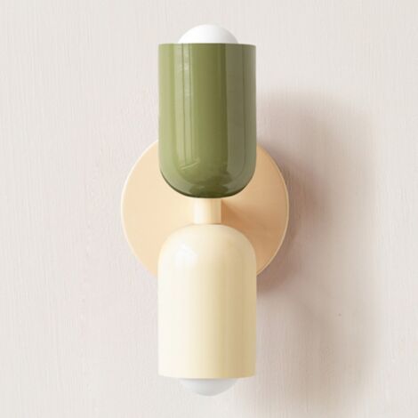 WOTTES Modern Wall Lamp Up Down Wall Light Creative Wall Sconce for Living Room Bedroom Hallway Couleur Crème+Green