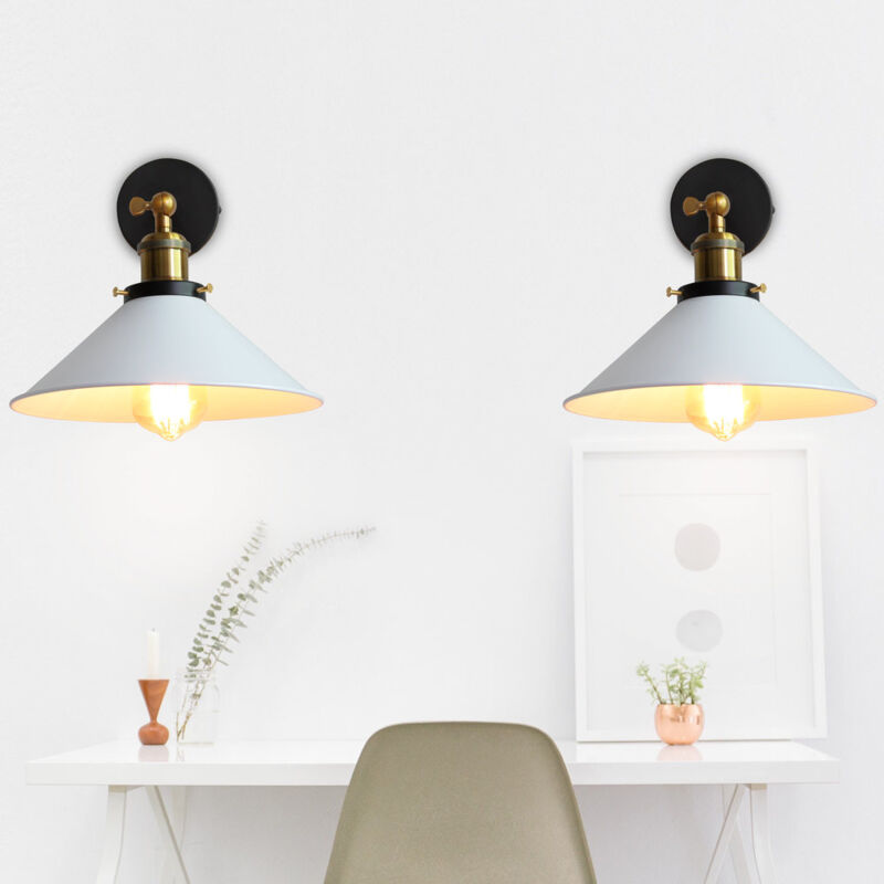 Industrial Wall Light Metal Edison Wall Lamp Swing Adjustable Indoor Wall Sconce White 2Pcs