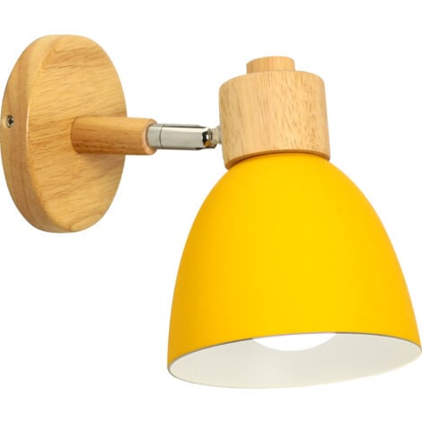 STOEX Modern Wall Light Wood Nordic Wall Sconce Yellow Retro Vintage Wall Lights For Indoor Bedroom Cafe Bar Living Room