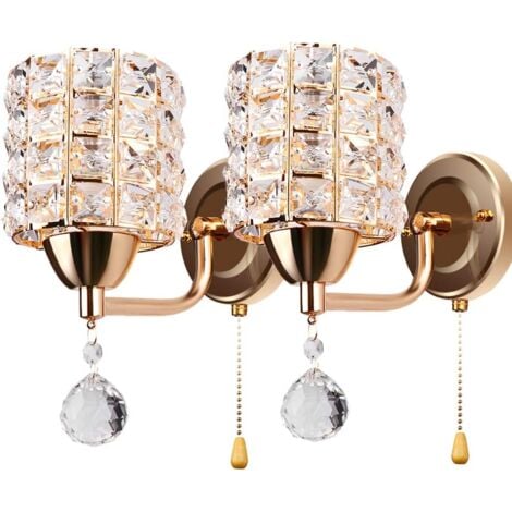 STOEX Modern Wall Lights Crystal Wall Light Elegant Style Creative Cylinder Wall Sconce For Living Room Dining Room Bedroom Gold(2 Pack)