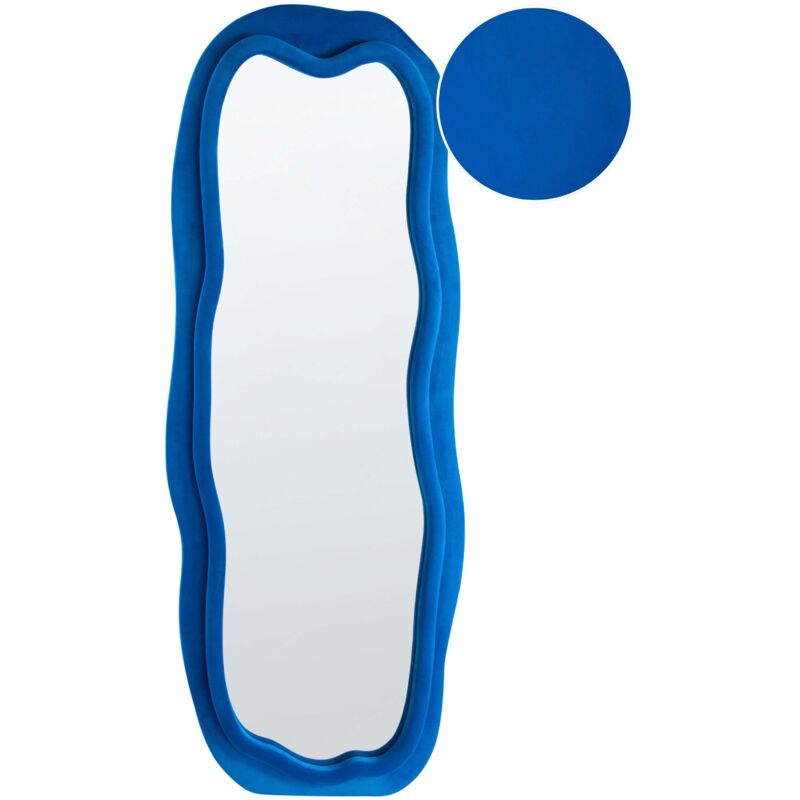 Beliani Wall Mirror Beaune 56 Cm 160 Cm Velvet Blue