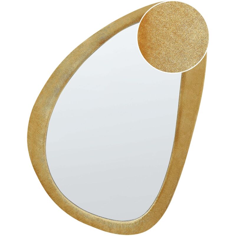 Beliani Wall Mirror Venas 61 Cm 91 Cm Velvet Mustard