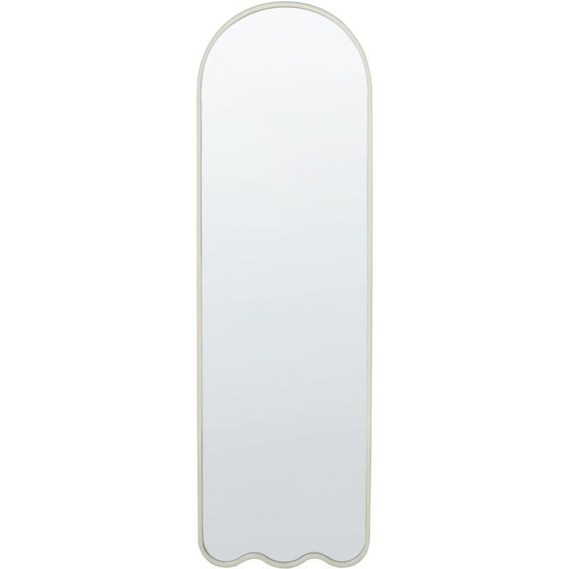 Beliani - Modern Wall Mirror Metal Iron Frame Irregular Shape Living Room Decor 45 X 145 Cm White Bussy
