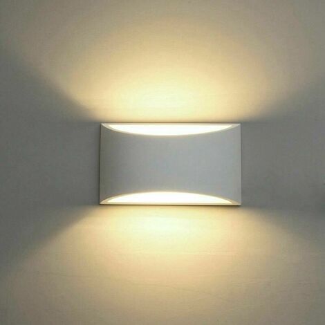 SOLEIL Modern Wall Sconce, Indoor Wall Sconces Uplighter Downlight Gypsum Plaster Sconce Lighting with 10W Bulbs for Living Room Bedroom Hallway Porch Corridor Stairs - White