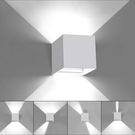 Modern Wandlampe LED Wandleuchte Up Down Einstellbarer Abstrahlwinkel Aluminium Wandbeleuchtung Innen Außen Wasserdicht IP65 für Badezimmer Treppen Schlafzimmer Korridor Wohnzimmer, 6W 6000K