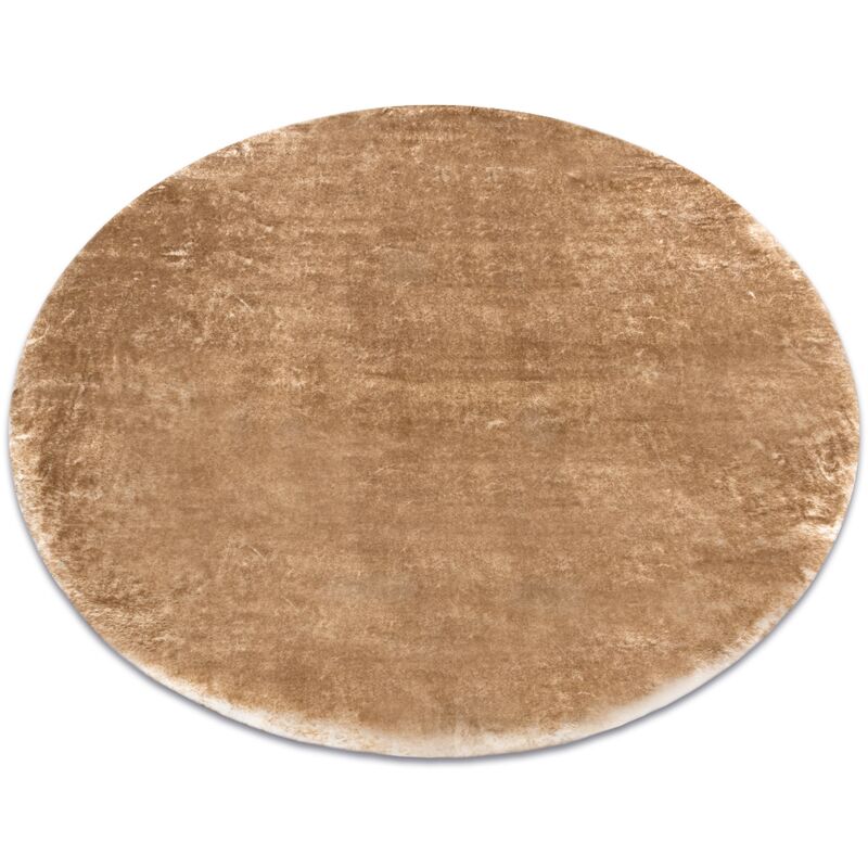 Rugsx - Modern washing carpet lapin circle shaggy anti-slip ivory / brown brown round 100 cm